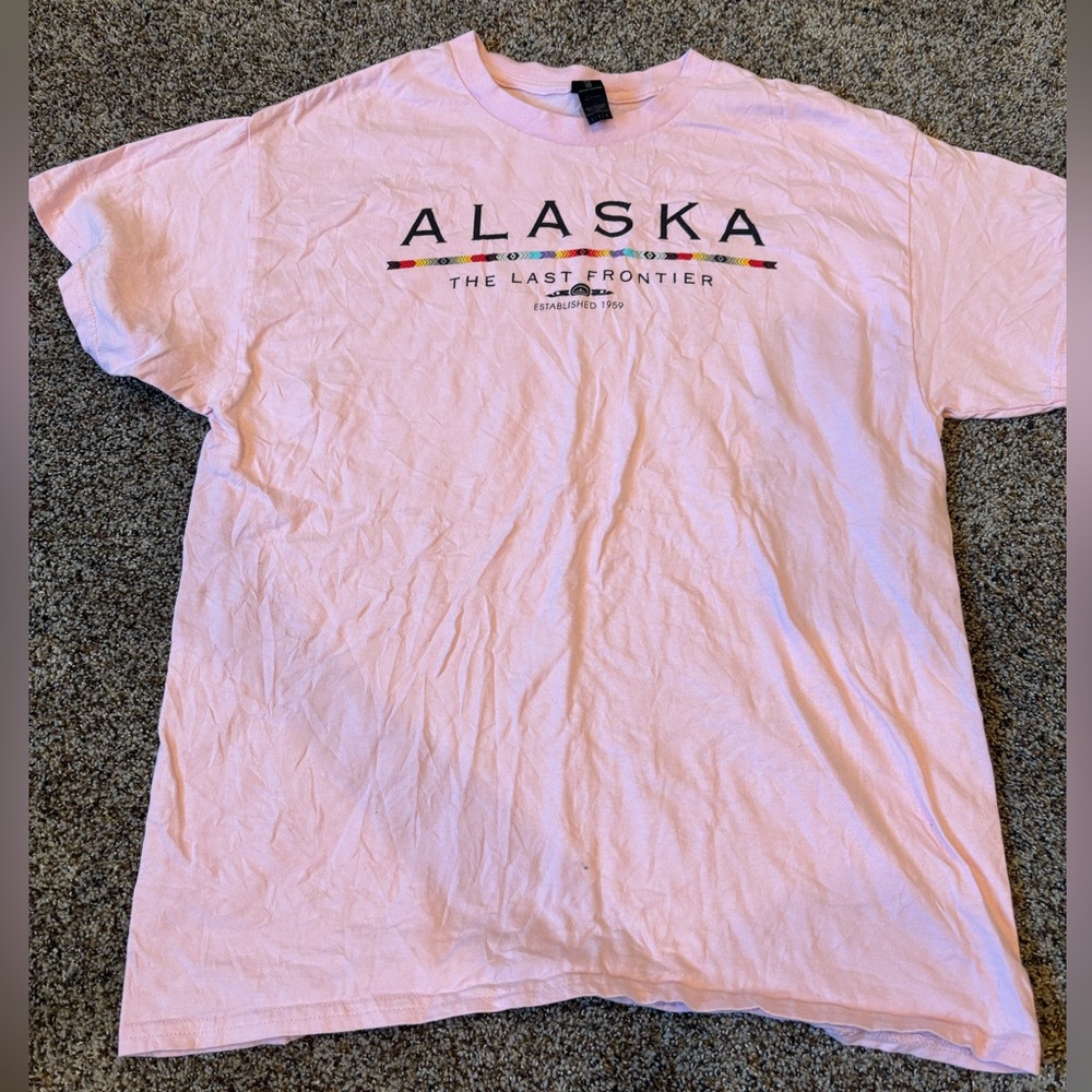 Gildan Light Pink Alaska Tee the last frontier size large preloved